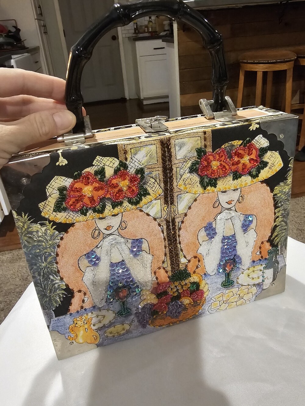Vintage-Inspired Floral Cigar Box Purse